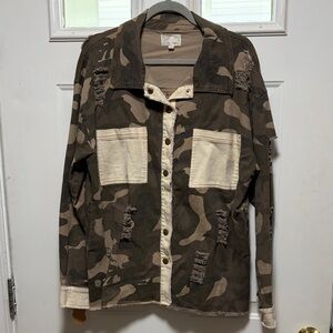 Oli & Hali Camo Distressed Jean Jacket